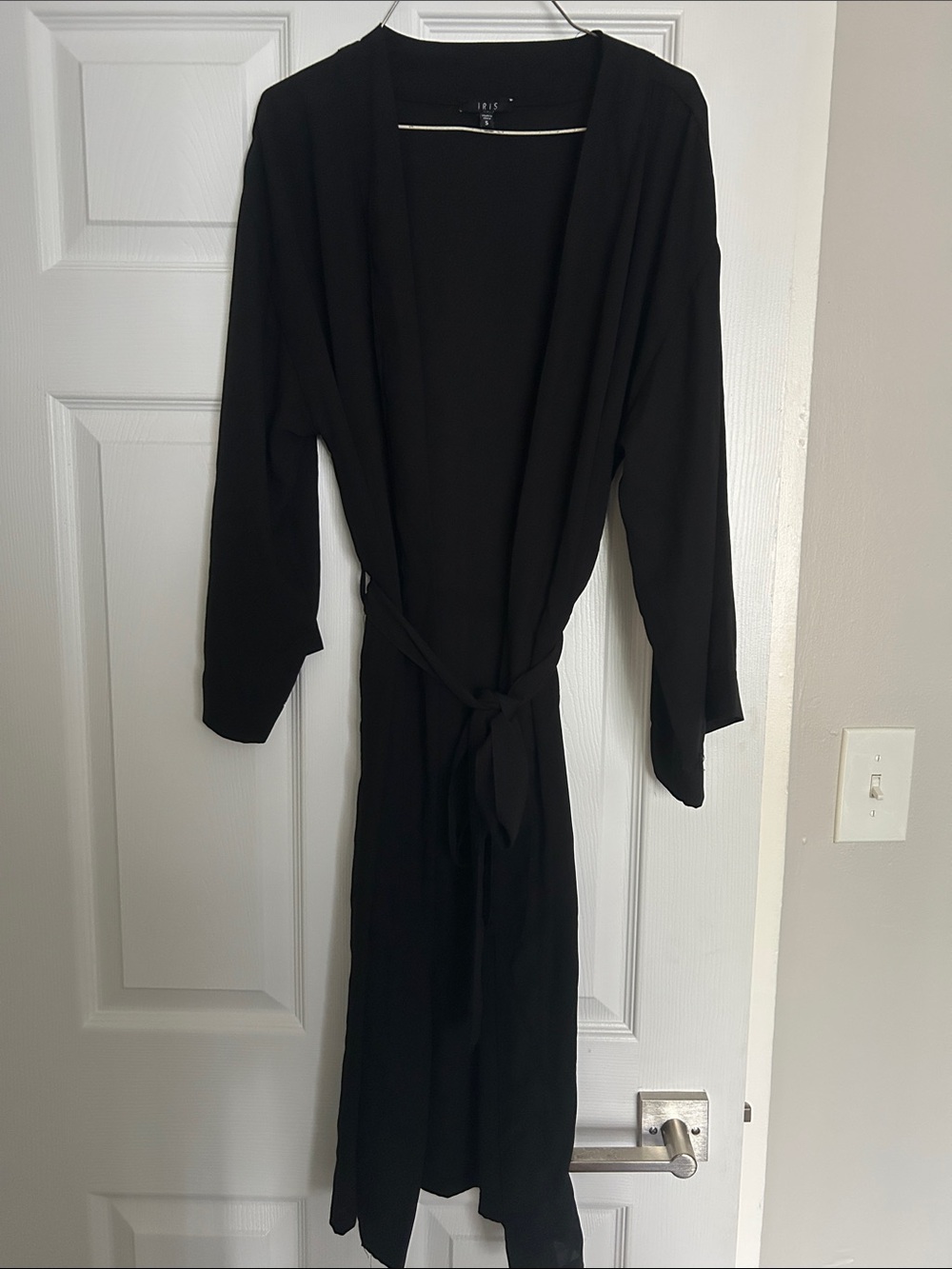 Black Long Sheer Cardigan with Self-Tie Belt